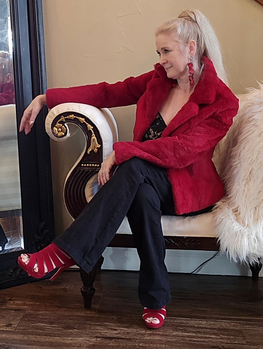 Spanish Rabbit Red Fur Coat Sz S